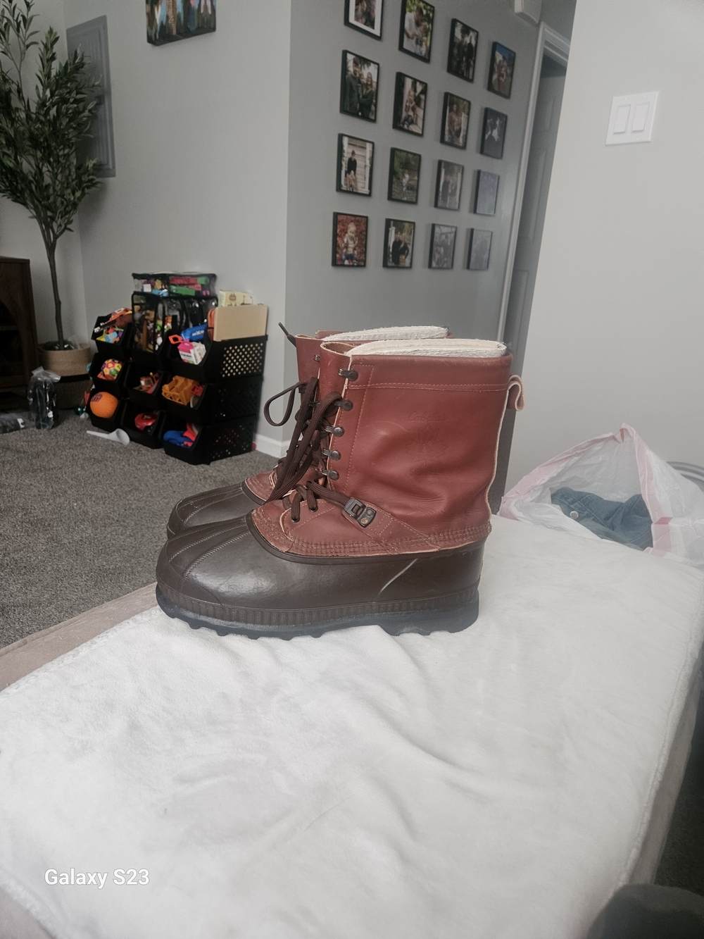 Vintage Cabela's Sorel Made in Canada Pac Boots Men's 12 Brown Leather Snow Hunt
